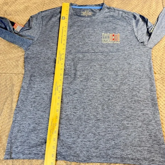 Vineyard Vines Mens Performance Long Sleeve Shirt Blue Snowboard Graphic Medium - Picture 4 of 9